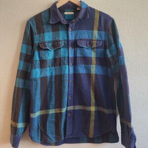 Burberry Brit Shirt Mens Medium Blue Plaid Button Up Patch Pocket Flannel Casual